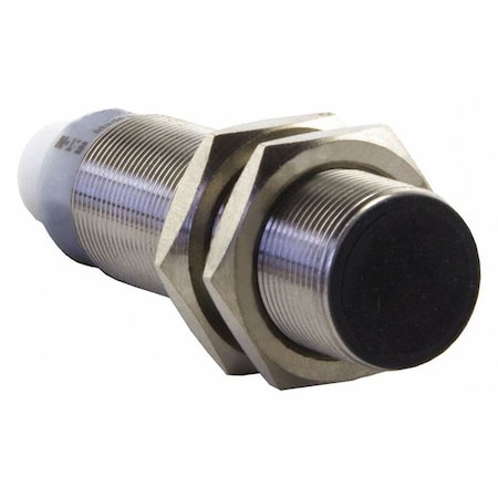 Cylindrical, Inductive Proximity Sensor, 18 mm Dia., Stainless Steel, M12, 3 Wires, Unshielded