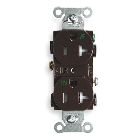 Straight Blade Receptacle, 5-20R, 20 A, 125V AC, 2 Pole, 3 Wire, Flush Mount, Grounded