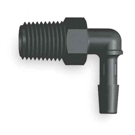 Elbow, Nylon, Barbed1/4 in, MNPT1/2 in, PK10
