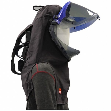 Arc Flash Lift Front Hood, 4 PPE CAT, 40 cal/sq cm, Polycarbonate Window, Charcoal Grey, Universal