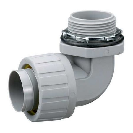 Conduit Fitting Connector, 1 in, Liquid-Tight, Nylon, PVC Coated, Gray