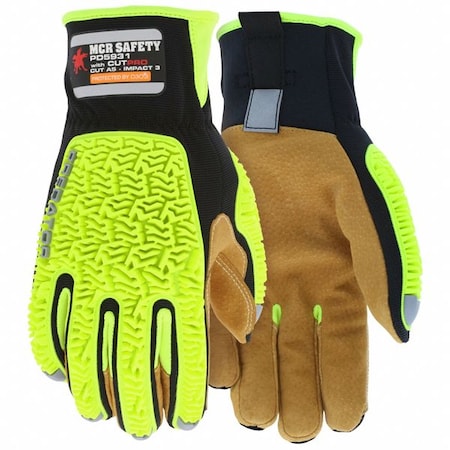 Predator Mechanics Gloves, Leather Palm, Spandex Back, 2XL (11), Brown