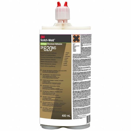Epoxy Adhesive, DP620NS Series, Brown, Dual-Cartridge, 1:01 Mix Ratio, 4 hr Functional Cure