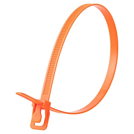 Cable Tie, 32 in L, 9.23 in Max Bundle Dia., Fluorescent Orange, Nylon 6/6, 175 lb Strength, 50 PK