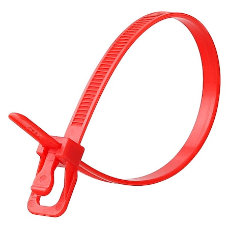 Cable Tie, 6 in L, 1.40 in Max Bundle Dia., Red, Nylon 6/6, 50 lb Strength, 20 PK