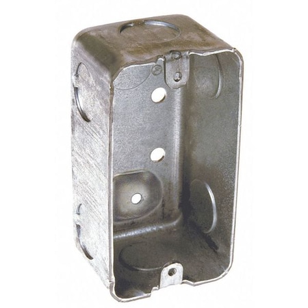 Electrical Box, 13 cu in, Handy Box Type, 1 Gang, Galvanized Steel, Rectangular Shape