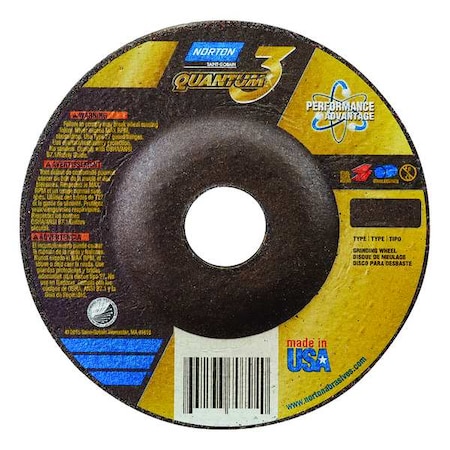 Depressed Center Grinding Wheel, Type 28, 9 in Dia, 0.25 in Thick, 7/8 in Arbor Hole Size, Ceramic