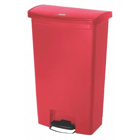 Slim Jim Step-On 18 gal Rectangular Slim-Profile Plastic Can, Red, Foot Pedal, Plastic, 13 in