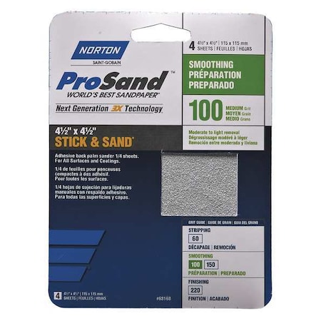 Sandpaper Sheet,Med,100 Grit,PK20