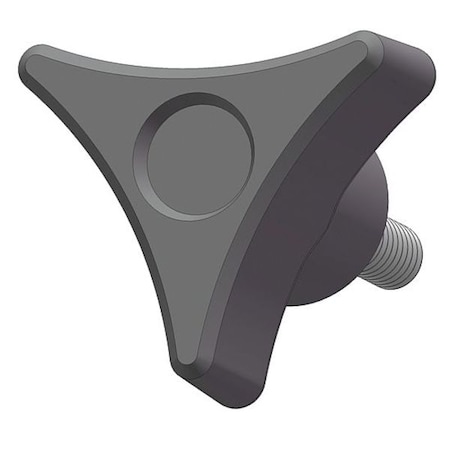 Three Prong Knob with Screw, 1/4-20 Thread Size, 1"L, Steel