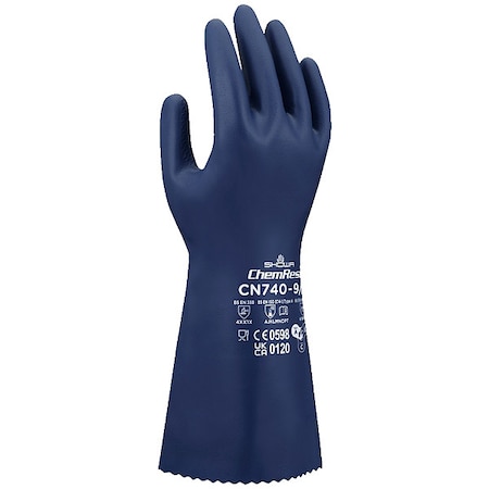 CN740 Chemical Resistant Gloves, Nitrile, 320 mm L, 14.96 mil, Blue, 10, 1 PR