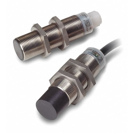 Cylindrical, Inductive Proximity Sensor, 18 mm Dia., Stainless Steel, 2 m, Bare Wire, 3 Wires, Shielded