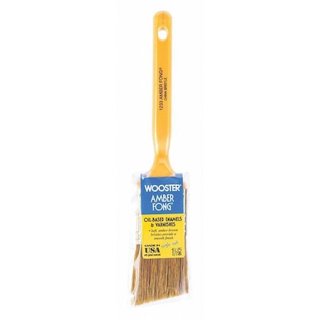 1-1/2" Angle Sash Soft, Brown China Bristle, Paint Brush, Plastic Handle
