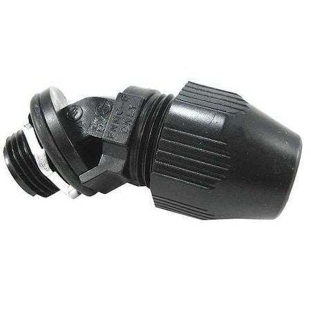 Conduit Fitting 45 Deg Elbow, 2 in, Liquid-Tight, Plastic, Black