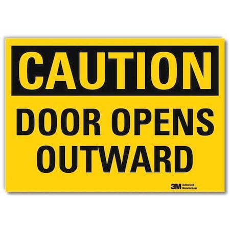 Safety Sign,Door Opens Outward,5in.H