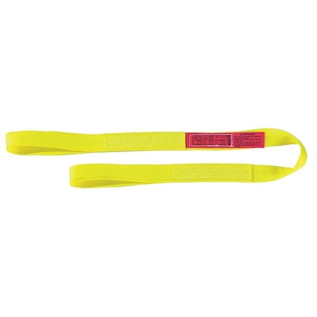 Web Sling, Type 3, 10 ft L, 1 in W, Nylon, Yellow