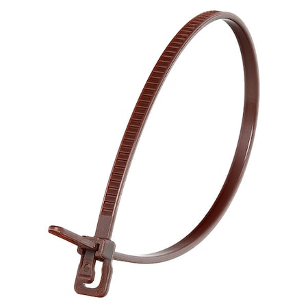 Cable Tie, 6 in L, 1.40 in Max Bundle Dia., Brown, Nylon 6/6, 18 lb Strength, 100 PK