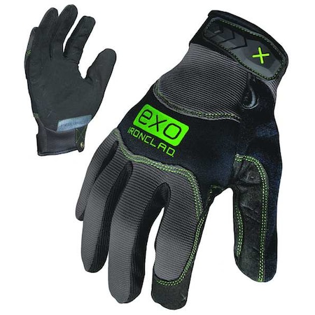 Mechanics Gloves, Synthetic Leather Palm, Neoprene Padding, Hook-and-Loop Closure, Gray, M, 1 PR