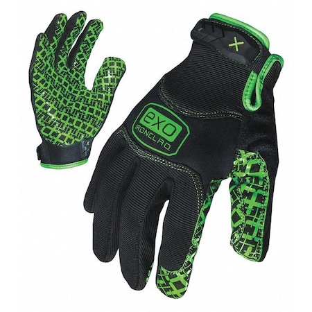 EXO Mechanics Gloves, Diamondclad Silicone Fused Palm, Polyester Back, 2XL, Black/Green