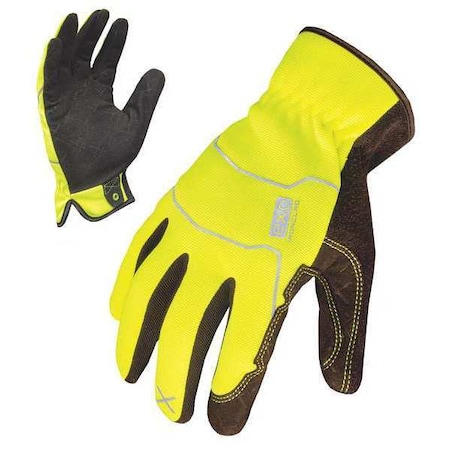 EXO Hi-Vis Mechanics Gloves, Embossed Synthetic Leather Palm, Polyester Back, 2XL, Yellow