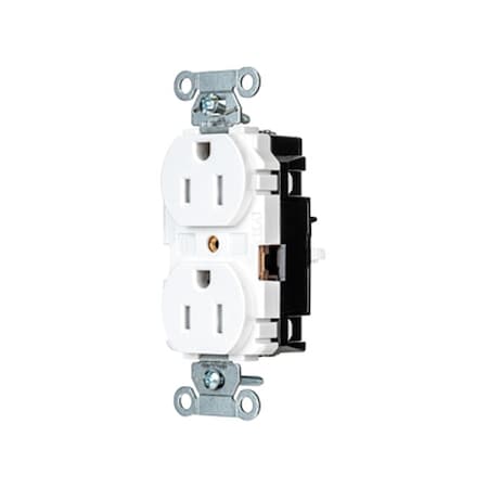 Straight Blade Receptacle, 5-15R, 15 A, 125V AC, 2 Pole, 3 Wire, Surface Mount, Grounded