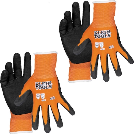 Coated Gloves, nitrile, Orange/Black, Small 2 PK