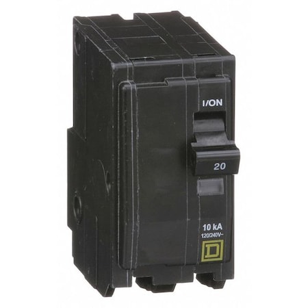 Miniature Circuit Breaker, QO Series, 20A, 2 Pole, 120/240V AC, 10kA at 120/240V AC