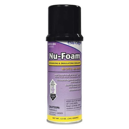 Spray Foam Sealant, 12 oz, Aerosol Can, Beige, Diphenylmethanediisocyanate Base, Nu-Foam