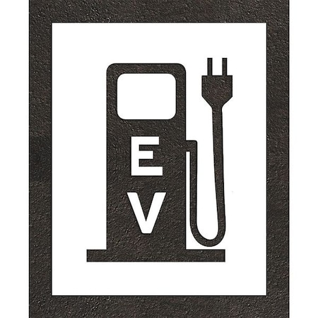 Pavement Stencil, Combination Set, Electric Car Logo, 24 in Character Height, Not Applicable Font