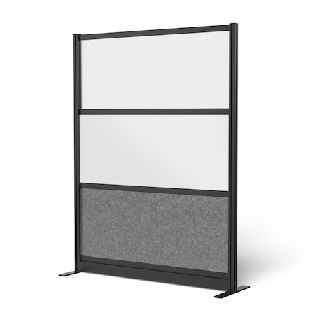 Workflow Modular Wall Room Divider System - Black Frame - 53" x 70" Wide Panel Starter Wall with Whiteboard