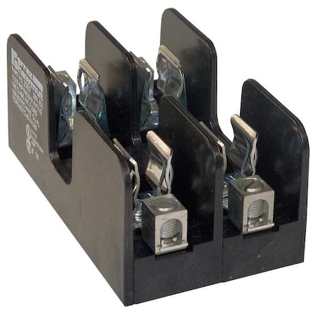 Open Fuse Block, 31 to 60A Amp Range, 250V AC/DC Volt Rating, 2 Poles, Box Lug