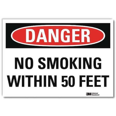 Danger No Smoking Sign, 10" H, 14 in W, Reflective Sheeting, Horizontal Rectangle, U3-1863-RD_14X10