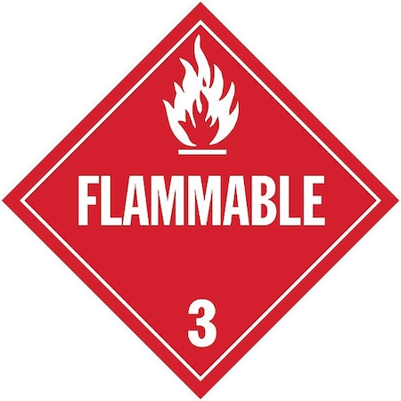 DOT Container Placard, Flammable, Self-Adhesive Vinyl, 10-4/5" W x 10-4/5" H, 10 PK