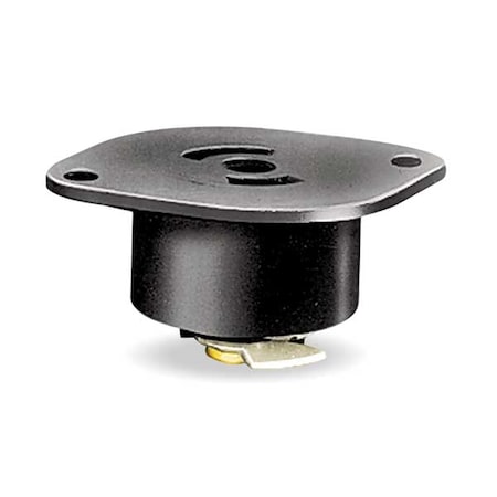 Midget Flanged Locking Receptacle, ML-2R, 15 A, 125V AC, Single Phase, 2 Pole, Screw Terminals