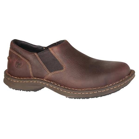 Men's Loafer Shoe, Leather Upper, Rubber Outsole, Brown, 9