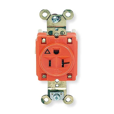Straight Blade Receptacle, 5-20R, 20 A, 125V AC, 2 Pole, 3 Wire, Flush Mount, Isolated Ground