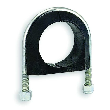 Vibration-Dampening U-Bolt, 1/2"-13, 6 1/16 in W, 6 9/16 in H, Zinc Plated Steel