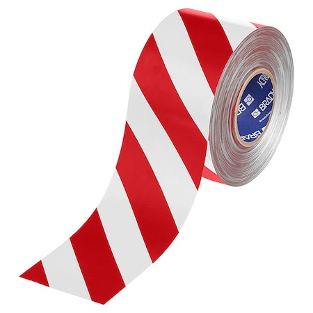 Floor Marking Tape,Red/White,4"W,100ft