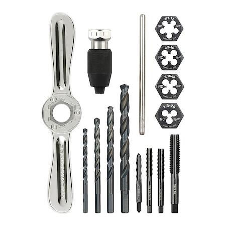 15PC SAE Tap and Die Set with Hex-LOK 2-in-1 Handle