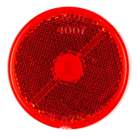 Reflector, Stick-On, Red, Dia 2 1/2