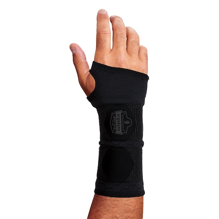 Wrist Sleeve Wrap, Nylon, Spandex, Elastane, Double Strap, Black, Size L