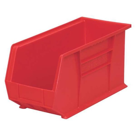 Hang & Stack Storage Bin, Plastic, Red, 9 in H, 8 1/4 in W, 18 in L