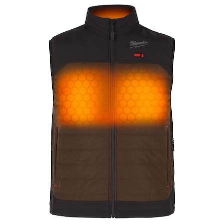 Axis Heated Vest, Polyester, 2 to 8 hours Heating Time, 3 Heat Settings, Brown, S