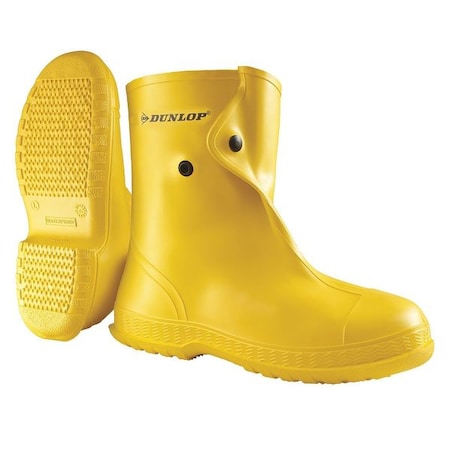 Overboots, Plain Toe, Flex-O-Thane PVC, 10 in Height, Snap Tab Closure, Cleated Sole, Yellow, M