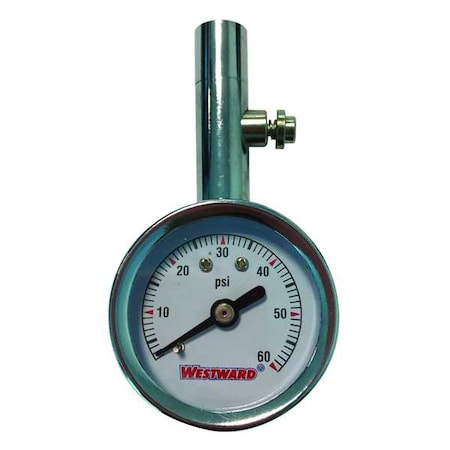 Dial Tire Press Gauge,0 to 60 psi