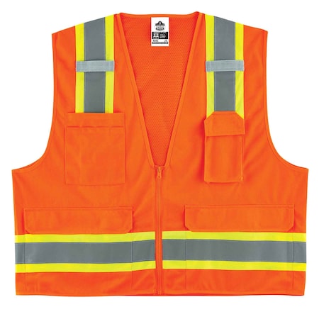 Two-Tone Surveyors Vest,Orange,S/M
