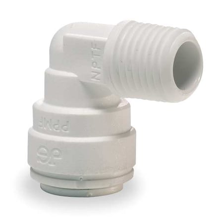 Push-Fit Elbow Fitting, 3/8 in Tube Size, Acetal, White, 10 PK