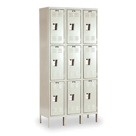 Wardrobe Locker, 36 in W, 18 in D, 78 in H, (3) Tier, (3) Wide, Tan