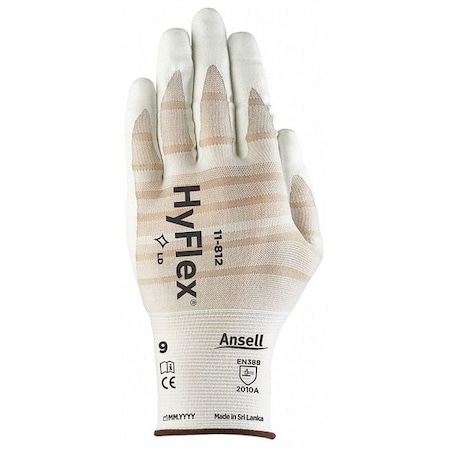 Coated Gloves, Foam Nitrile, Smooth, Palm, 3 Abrasion Level, White, L (9) 1 PR