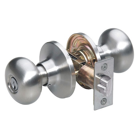 Knob Lockset,Biscuit Style,Satin Nickel